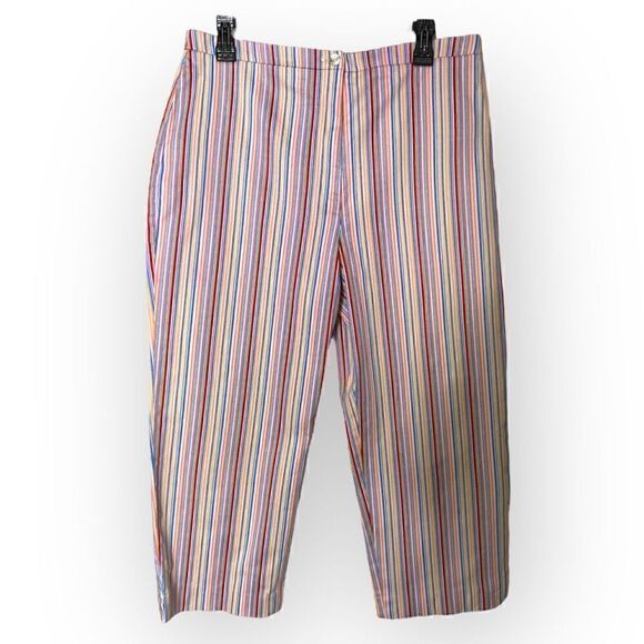 Coldwater Creek white red blue yellow stripe Pants Size 12 - Picture 1 of 4